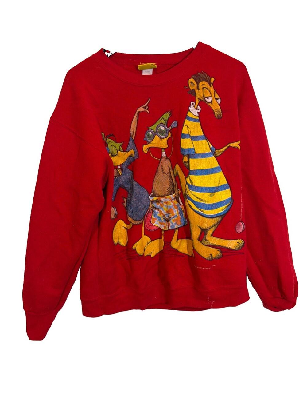 Vintage Rare 1993 Duck Head Pullover Sweater L Red Double Sided made In USA